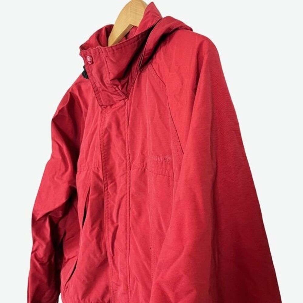 Timberland Mens Red Hooded Jacket Parka Light Weight Hip Length 11297 Medium M - Picture 8 of 16